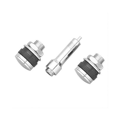 Street Pro Tyre Valve, Flush Mount No-Show, Suit Large Valve Hole (15mm), Chrome Valve Stem, Bolt-on, Set of 2