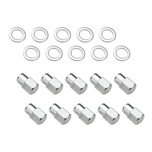 Wheel Lug Nut Kit,, Chrome Dome Medium Mag, Length 1.38, 1/2, 0.55 Shank, Set of 10