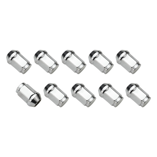 Wheel Lug Nut Kit Chrome, Acorn Bulge, length 1.42, M12 x 1.50, Set of 10