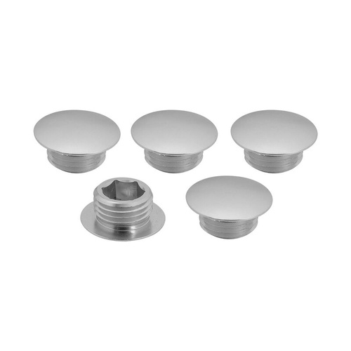 Street Pro Wheel Lug Nut Block Off Caps, 7/16"-20, Billet Aluminium, Silver, Set of 5