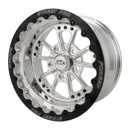 Street Pro 009 Series Forged Wheel, Rear Beadlock 15x8'' / 4.50'' Backspace (0) / 5x4.50" Bolt Circle Ford, Polished